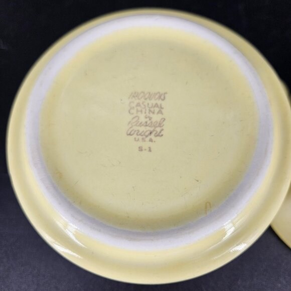 Vintage Iroquois Russel Wright Casual China Creamer Sugar Bowl Set Yellow USA - Picture 8 of 14